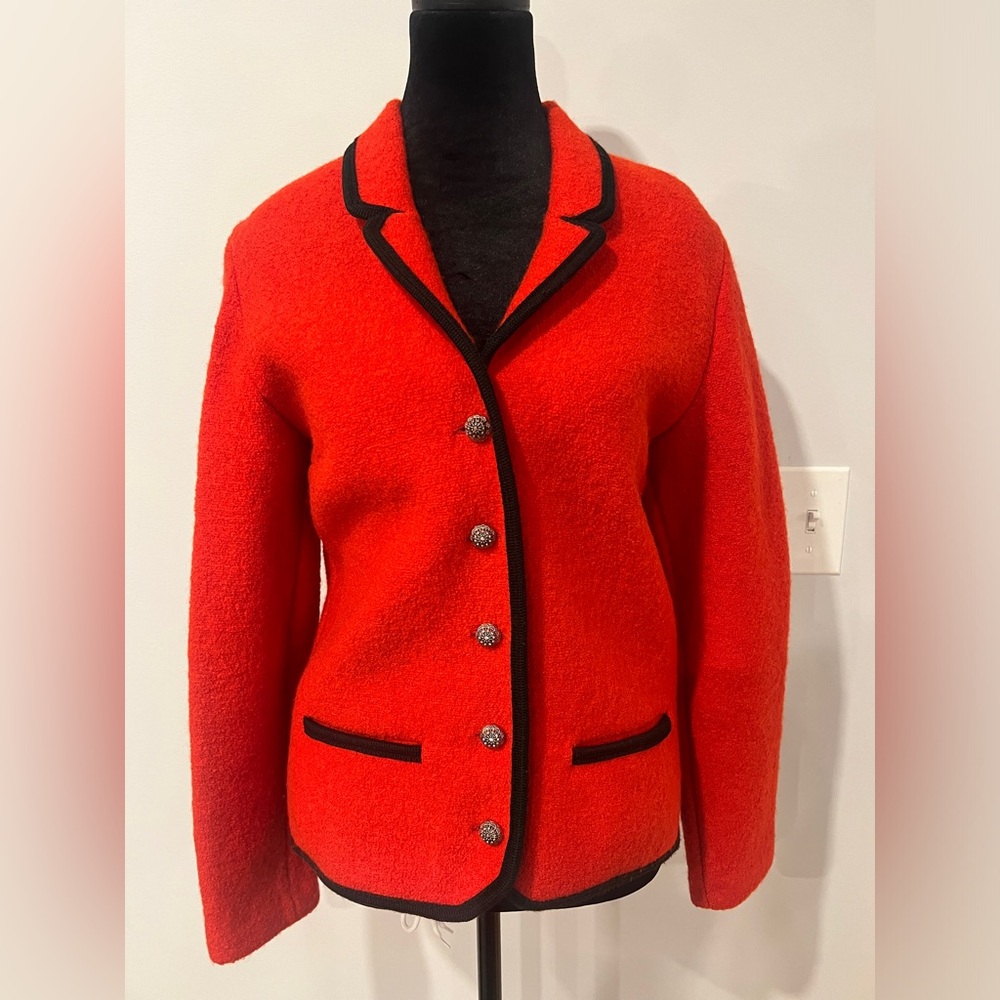 Lowell & Whitney 100% Wool‎ Women’s Sweater Button Red Christmas Size 6 Vintage